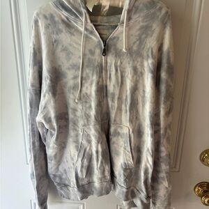Aeropostale Gray Zip Up Sweater with Tie-Dye Effect